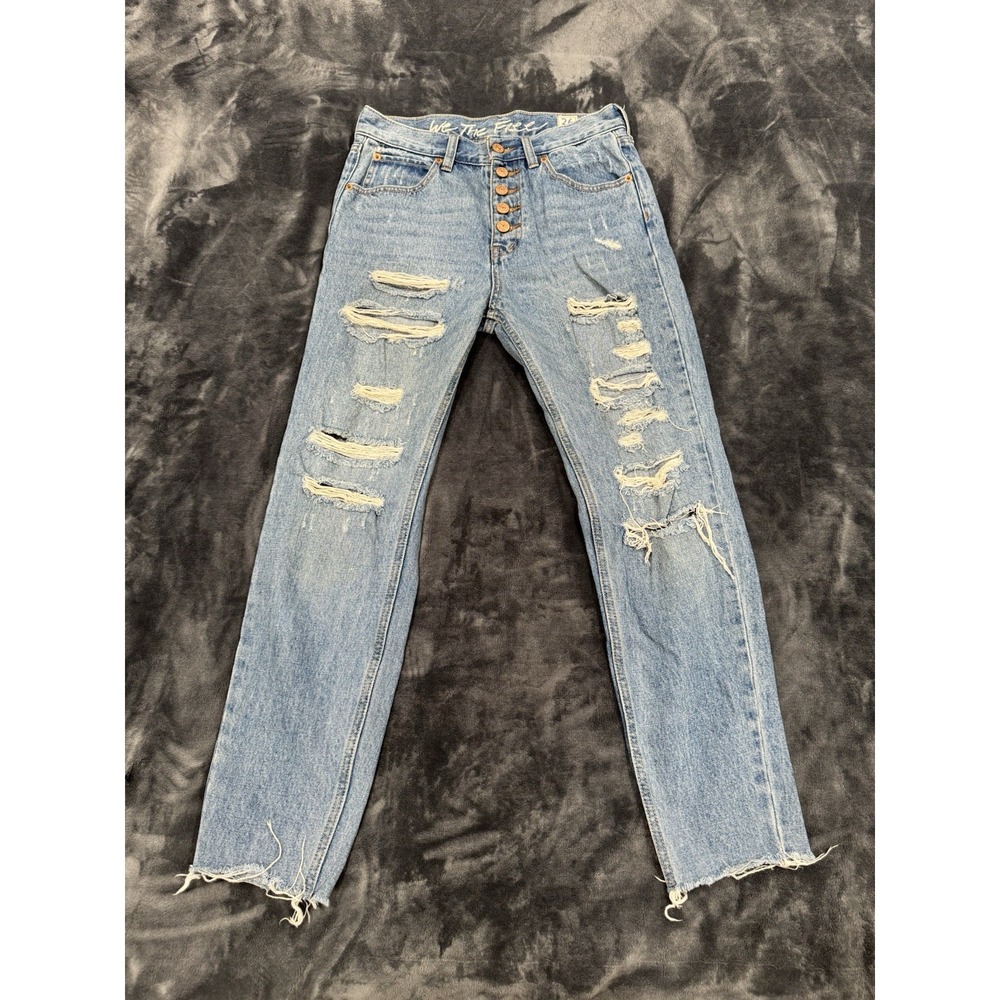 Free People Blue Distressed Skinny Jeans